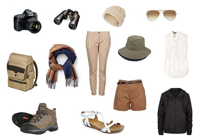 What color of clothes should one wear during a Safari in Rwanda?
